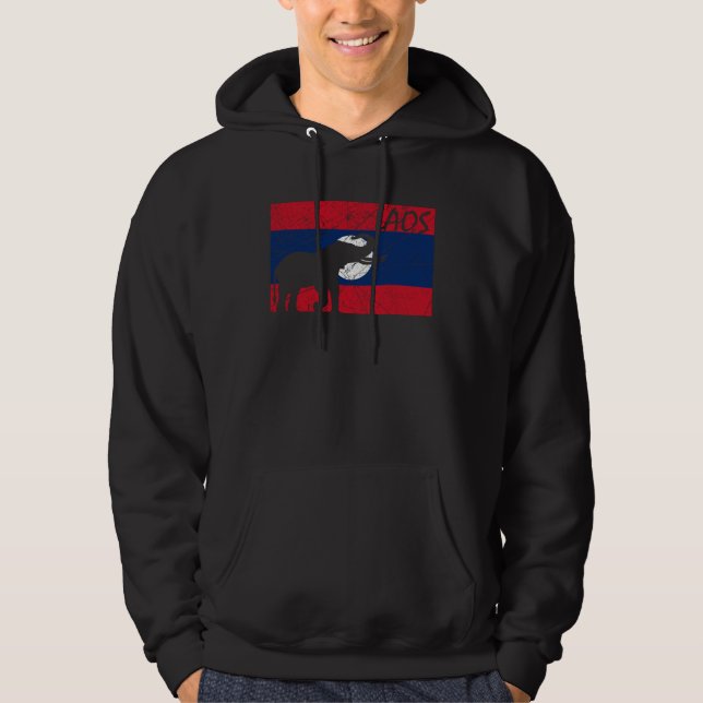 Laos Lao Laotian Proud Wild Elephants Former Natio Hoodie (Front)
