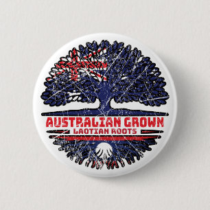 Laos Laotian Australian Australia Tree Roots Flag 6 Cm Round Badge