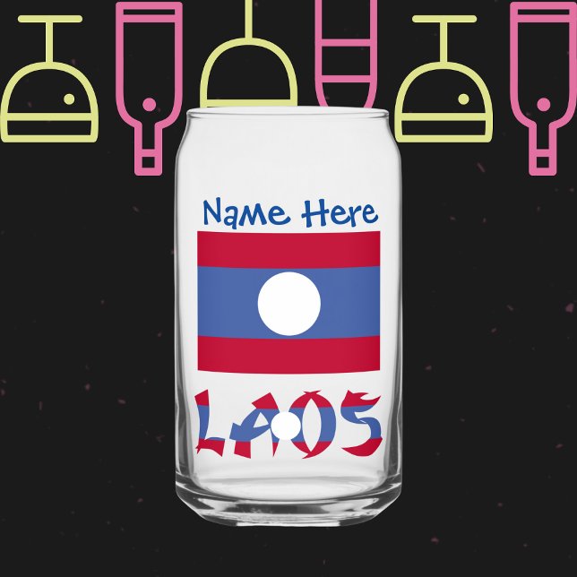 Laos Laotian Flag Blue Personalisation Can Glass (Creator Uploaded)