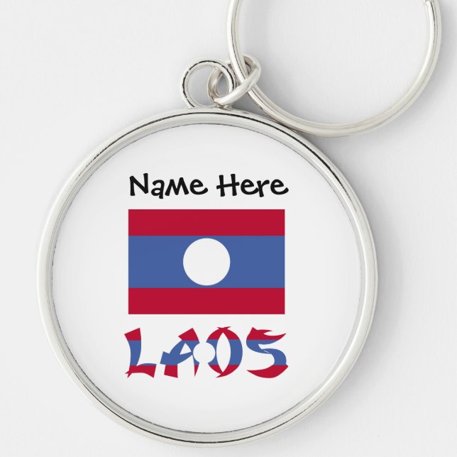 Laos Laotian Flag Blue Personalisation  Key Ring (Front)