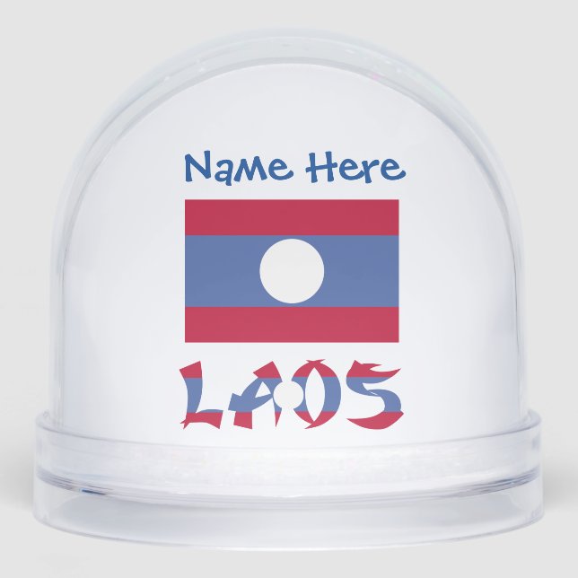 Laos Laotian Flag Blue Personalisation  Snowglobe (Front)