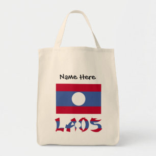 Laos Laotian Flag Blue Personalisation Tote Bag