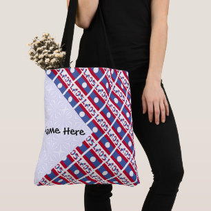 Laos Laotian Flag Tiled Black Personalisation  Tote Bag