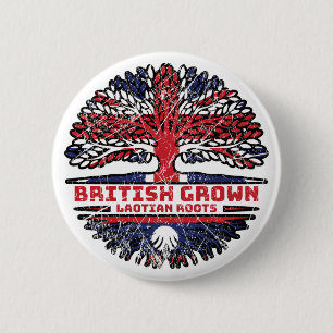 Laos Laotian Uk United Kingdom British Tree Roots 6 Cm Round Badge