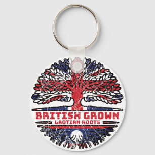 Laos Laotian Uk United Kingdom British Tree Roots Key Ring