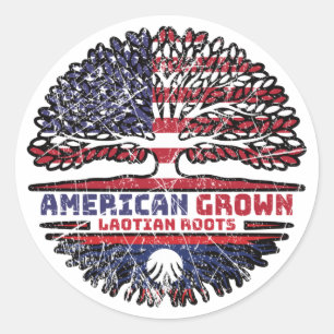 Laos Laotian US American USA United States Tree Classic Round Sticker