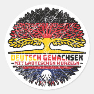 Laos Laotisch Deutsch Deutschland Baum Wurzel Classic Round Sticker