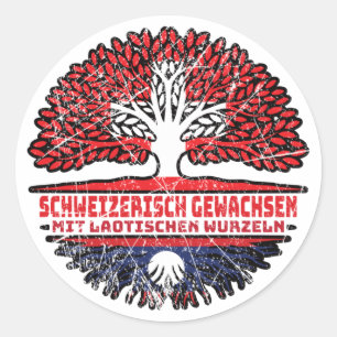 Laos Laotisch Schweizer Baum Wurzel Schweiz Classic Round Sticker