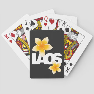Laos Love Frangipani Flower White and Black Playing Cards