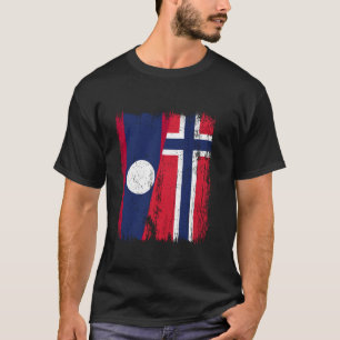 Laos Norway Half Flag Lao Norwegian Ancestry T-Shirt