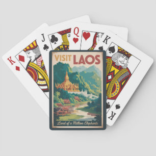 Laos Pha That Luang Illustration Travel Art Playing Cards