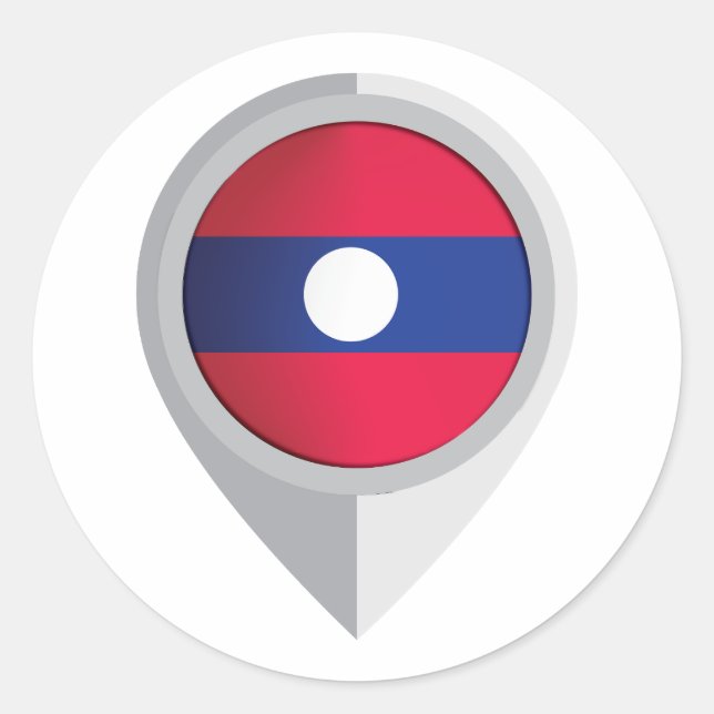 Laos Pin Location Flag Classic Round Sticker (Front)
