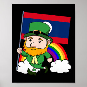 Laos Proud Lao Laotian Flag St. Patricks Day Lepre Poster