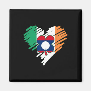 Laos Proud Lao Laotian Flag St. Patricks Day Shamr Magnet