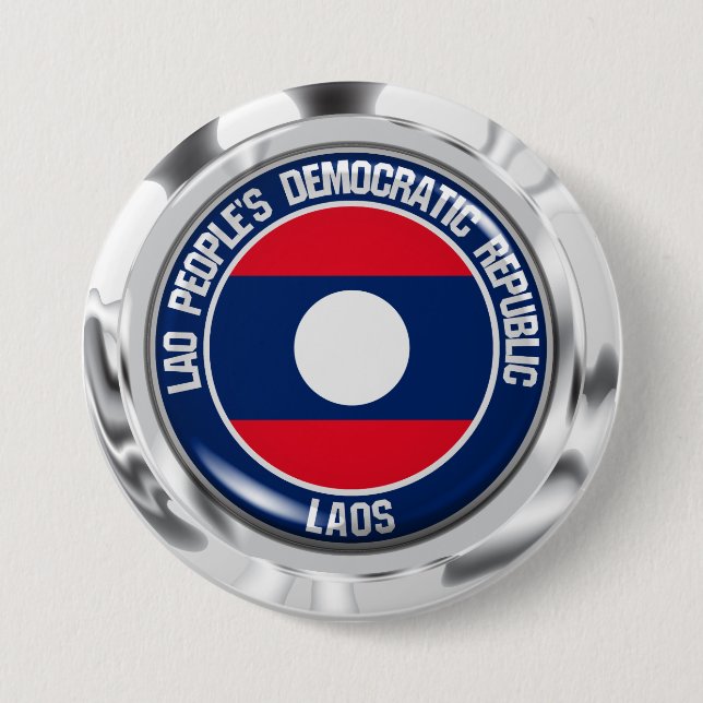 Laos Round Emblem 7.5 Cm Round Badge (Front)