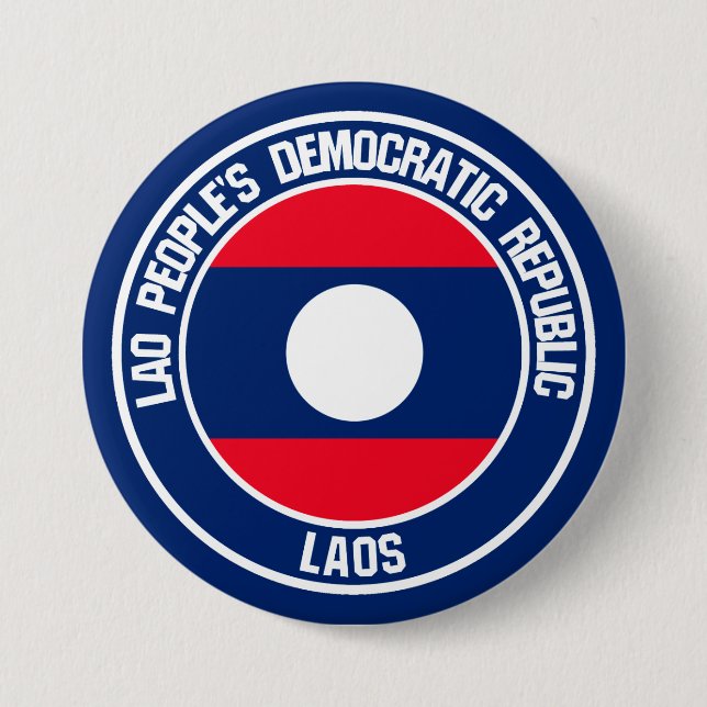 Laos Round Emblem 7.5 Cm Round Badge (Front)