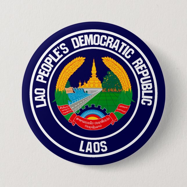 Laos Round Emblem 7.5 Cm Round Badge (Front)