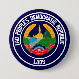 Laos Round Emblem 7.5 Cm Round Badge
