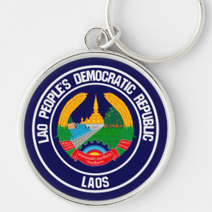 Laos Round Emblem Key Ring