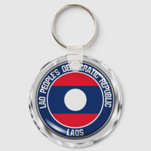 Laos Round Emblem Key Ring