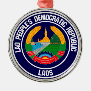 Laos Round Emblem Metal Ornament