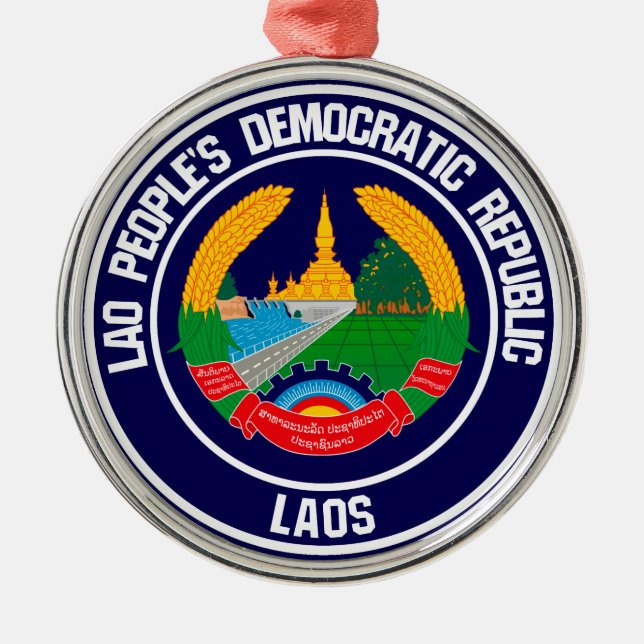 Laos Round Emblem Metal Ornament (Front)
