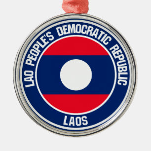 Laos Round Emblem Metal Ornament