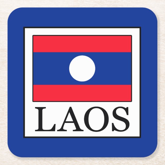 Laos Square Paper Coaster (Front)