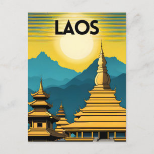 Laos Travel Art Postcard