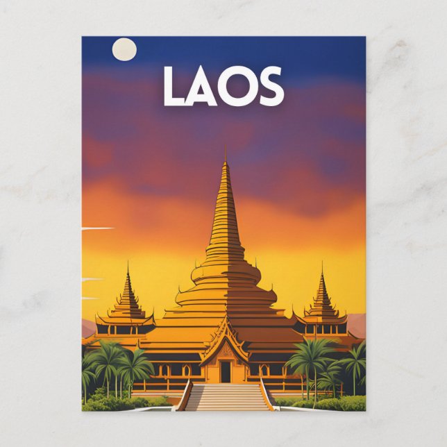 Laos Travel Poster Postcard (Front)