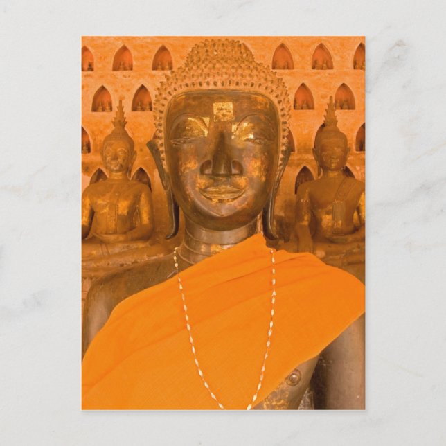 Laos, Vientiane, one of 6840 Buddha images in Postcard (Front)