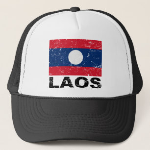 Laos Vintage Flag Trucker Hat