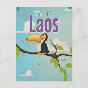 Laos Vintage vacation Poster Postcard