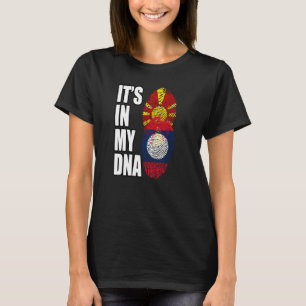 Laotian And Macedonian Mix DNA Heritage Flag T-Shirt