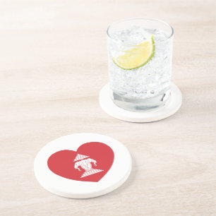 Laotian Erawan 3 Headed Elephant Heart Flag Coaster