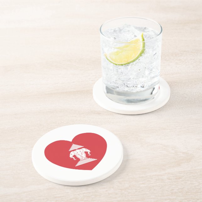 Laotian Erawan 3 Headed Elephant Heart Flag Coaster (Side)