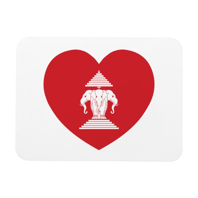 Laotian Erawan 3 Headed Elephant Heart Flag Magnet (Horizontal)