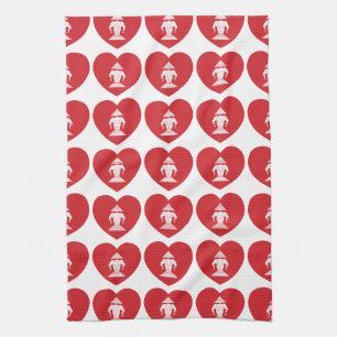 Laotian Erawan 3 Headed Elephant Heart Flag Tea Towel