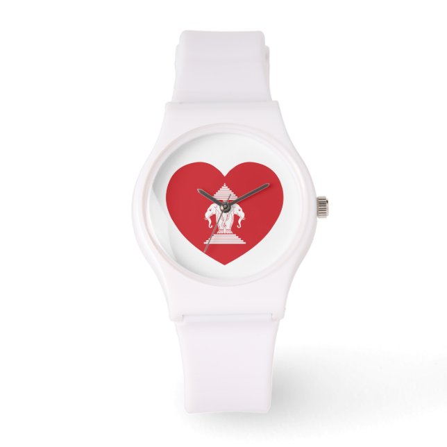 Laotian Erawan 3 Headed Elephant Heart Flag Watch (Front)