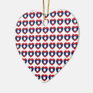 Laotian Heart Flag Ceramic Ornament
