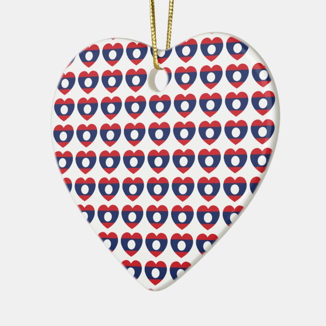 Laotian Heart Flag Ceramic Ornament (Left)
