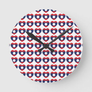 Laotian Heart Flag Round Clock