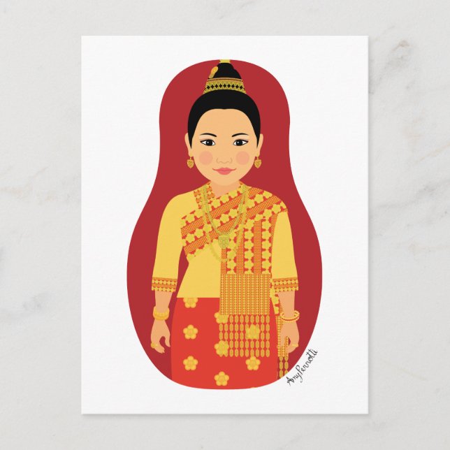 Laotian (Red) Matryoshka Postcard (Front)