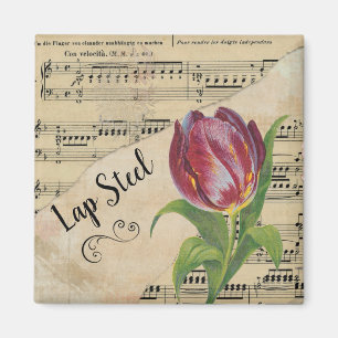 Lap Steel Elegant Tulip Vintage Sheet Music Magnet