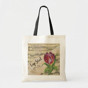 Lap Steel Elegant Tulip Vintage Sheet Music Tote Bag