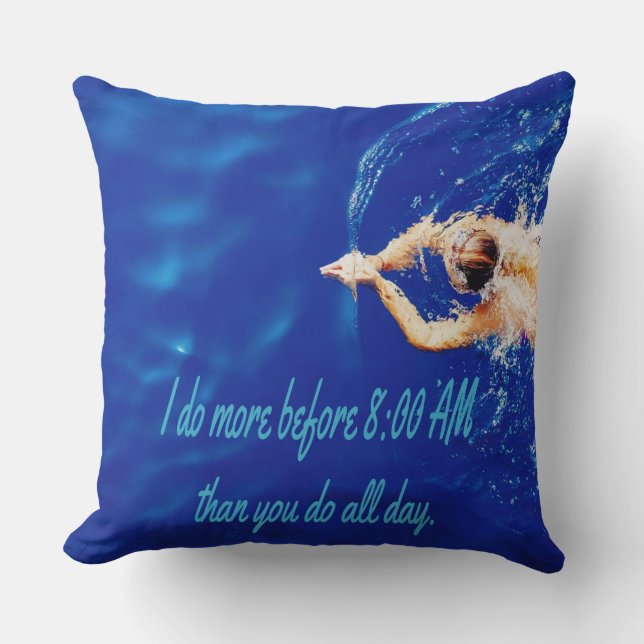 Lap Swimming Swim Team Motivational Inspirational Cushion (Front)