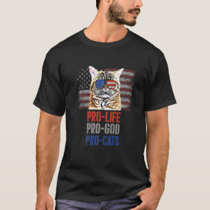 Laperm Cat Pro Life Pro God Pro Cats American Flag T-Shirt