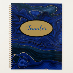 Lapis Blue Agate Swirls Personalised Planner