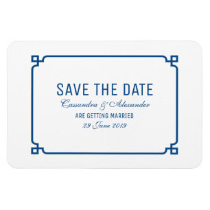 Lapis Blue Deco Chic Save the Date Magnet