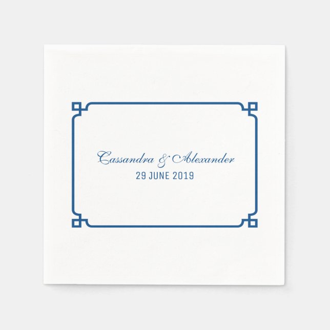 Lapis Blue Deco Chic Wedding Napkin (Front)